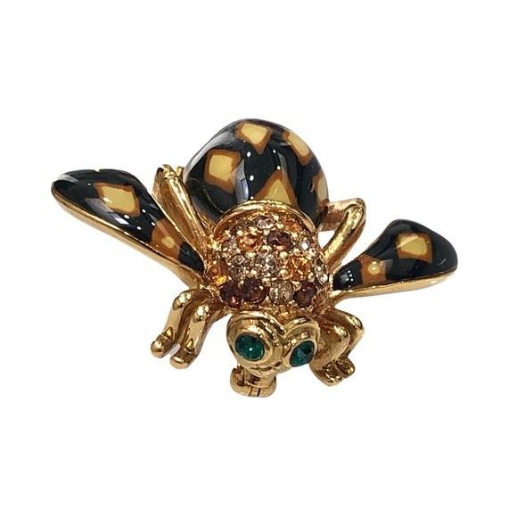 JOAN OF THE JUNGLE JOAN RIVERS ENAMEL BLACK BROOCH - Picture 8 of 16